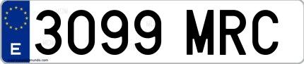 Ejemplo de matrícula española 3099 MRC