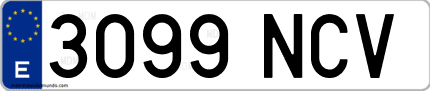 Ejemplo de matrícula de coche ordinaria 3099 NCV
