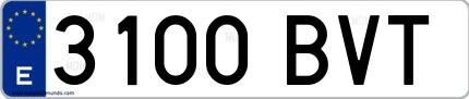 Ejemplo de matrícula española 3100 BVT