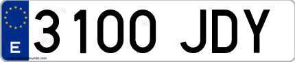 Ejemplo de matrícula de coche ordinaria 3100 JDY