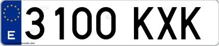 Ejemplo de matrícula española 3100 KXK