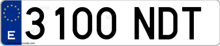 Ejemplo de matrícula de coche ordinaria 3100 NDT