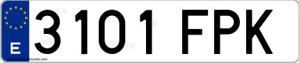 Ejemplo de matrícula de coche ordinaria 3101 FPK