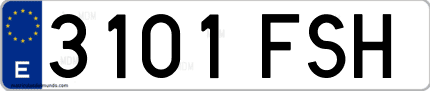 Ejemplo de matrícula de coche ordinaria 3101 FSH