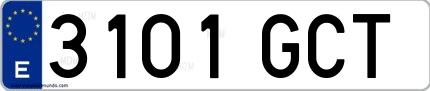 Ejemplo de matrícula española 3101 GCT