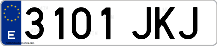 Ejemplo de matrícula de coche ordinaria 3101 JKJ