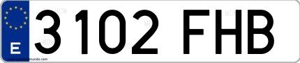 Ejemplo de matrícula española 3102 FHB