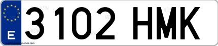 Ejemplo de matrícula española 3102 HMK