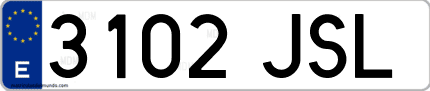 Ejemplo de matrícula de coche ordinaria 3102 JSL