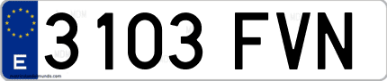 Ejemplo de matrícula de coche ordinaria 3103 FVN