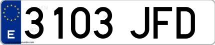 Ejemplo de matrícula española 3103 JFD
