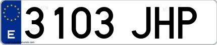 Ejemplo de matrícula española 3103 JHP