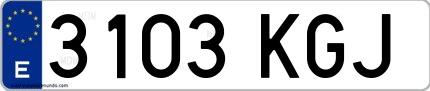 Ejemplo de matrícula española 3103 KGJ