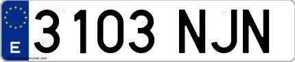 Ejemplo de matrícula española 3103 NJN