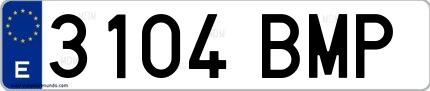 Ejemplo de matrícula española 3104 BMP