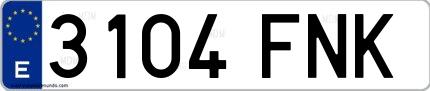 Ejemplo de matrícula española 3104 FNK
