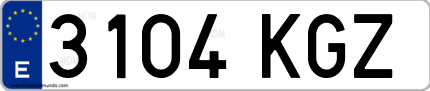 Ejemplo de matrícula de coche ordinaria 3104 KGZ