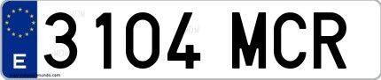 Ejemplo de matrícula española 3104 MCR