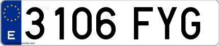 Ejemplo de matrícula española 3106 FYG