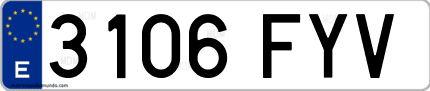 Ejemplo de matrícula de coche ordinaria 3106 FYV