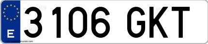 Ejemplo de matrícula española 3106 GKT