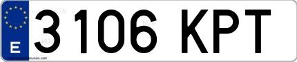 Ejemplo de matrícula española 3106 KPT