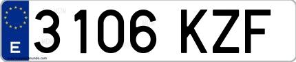 Ejemplo de matrícula española 3106 KZF