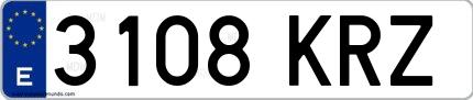 Ejemplo de matrícula española 3108 KRZ