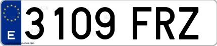 Ejemplo de matrícula española 3109 FRZ