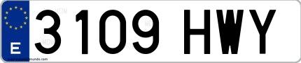 Ejemplo de matrícula española 3109 HWY