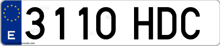 Ejemplo de matrícula de coche ordinaria 3110 HDC