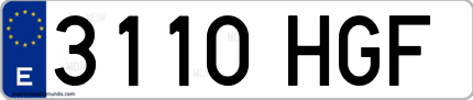 Ejemplo de matrícula de coche ordinaria 3110 HGF