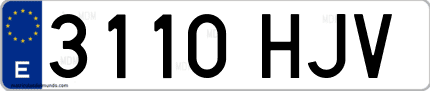 Ejemplo de matrícula de coche ordinaria 3110 HJV