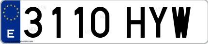 Ejemplo de matrícula española 3110 HYW