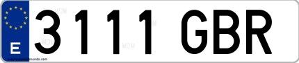 Ejemplo de matrícula española 3111 GBR