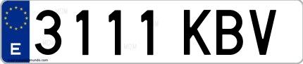 Ejemplo de matrícula española 3111 KBV