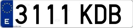 Ejemplo de matrícula española 3111 KDB