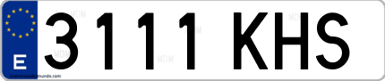Ejemplo de matrícula de coche ordinaria 3111 KHS