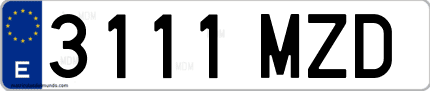 Ejemplo de matrícula de coche ordinaria 3111 MZD