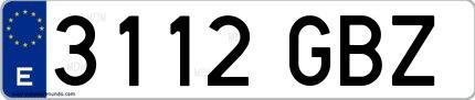 Ejemplo de matrícula española 3112 GBZ