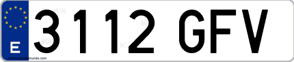 Ejemplo de matrícula de coche ordinaria 3112 GFV
