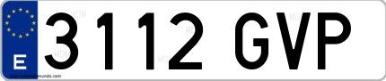 Ejemplo de matrícula española 3112 GVP