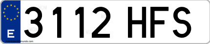 Ejemplo de matrícula de coche ordinaria 3112 HFS