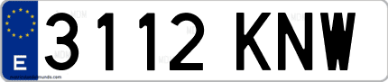 Ejemplo de matrícula de coche ordinaria 3112 KNW