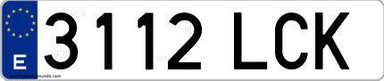 Ejemplo de matrícula de coche ordinaria 3112 LCK