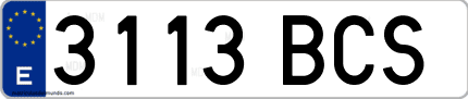 Ejemplo de matrícula de coche ordinaria 3113 BCS