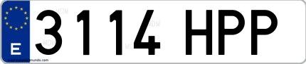 Ejemplo de matrícula española 3114 HPP