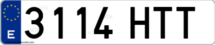 Ejemplo de matrícula de coche ordinaria 3114 HTT
