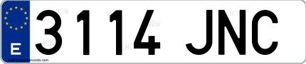 Ejemplo de matrícula española 3114 JNC