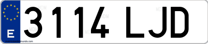 Ejemplo de matrícula de coche ordinaria 3114 LJD